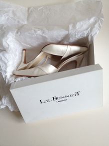 LK BENNETT plain cream satin slingback high-heels (SIZE EU38.5) wedding shoes