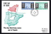 1970 Guernsey The day Guernsey came out of Spain (correcting error showing wrong latitude on stamp) Definitive Stamps First Day Cover (FDC)
