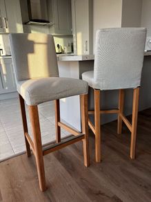 2  IKEA BERGMUND Bar Stools with Backrest