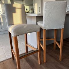 2  IKEA BERGMUND Bar Stools with Backrest
