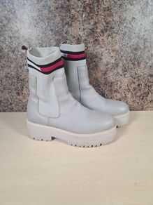 Womens Tommy Hilfiger Tamy Higher 2a Chelsea Boots Beige Cream Size Uk 7 Eu 41
