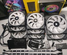 Corsair Fans & RGB huge Bundle, fans LL 120 , fans LL 140, Strips and controllers commander hubs