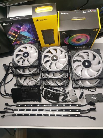 Corsair Fans & RGB huge Bundle, fans LL 120 , fans LL 140, Strips and controllers commander hubs