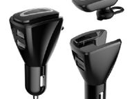 main image for ad 2 in 1 Car Charger Dual USB Wireless Bluetooth Earphone Handsfree Headset 12V