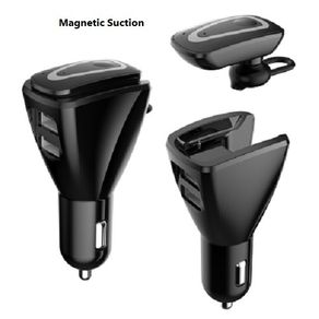 2 in 1 Car Charger Dual USB Wireless Bluetooth Earphone Handsfree Headset 12V