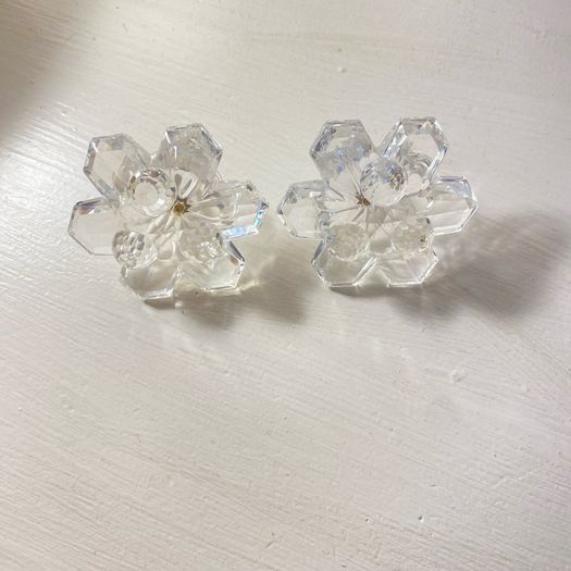 Vintage Swarovski Silver Crystal 101 Snowflake Candleholder Pair Retired 010090
