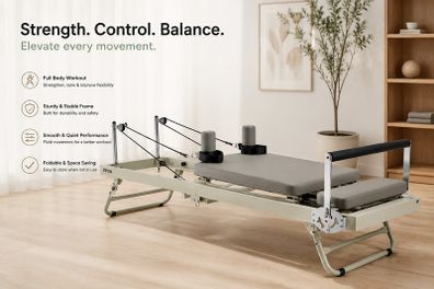 Foldable Pilates Reformer Machine  Compact Home Gym Equipment 400 lbs Capacity