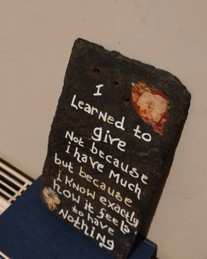 Hand written slate, The slate over 100 years old, reclaimed from the roof of an old building with original nail holes