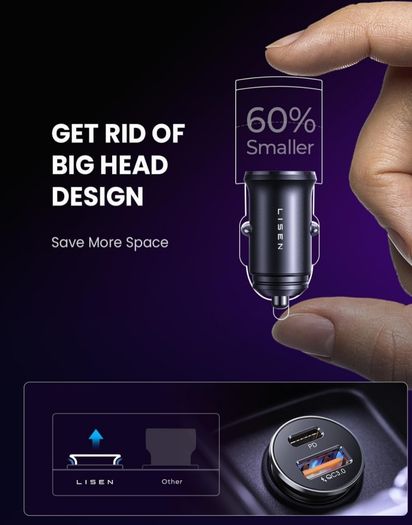 Car Charger Adapter USB C 54W 12V USB Socket [USBC 36W+USBA 18W] 60W USB C Cable PD3.0 Car Phone Charger Cigarette Lighter USB Charger for iPhone 16 Pro 16e Samsung S25 Ultra Car Accessories