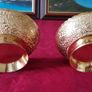 Antique Ornate And Engraved Solid Brass Footed Bowls With Underplate Image 6