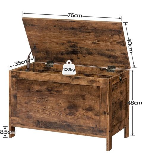 Storage Chest Trunk, Wooden Storage Box, Large Toy Chests with Lid, Toy Box Organizer Unit, Bed End Storage Bench, Shoe Bench, Entryway, Hallway, Bedroom, Rustic Brown (FREE POSTAGE)