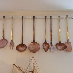 Various vintage Copper Kitchen Utensils
