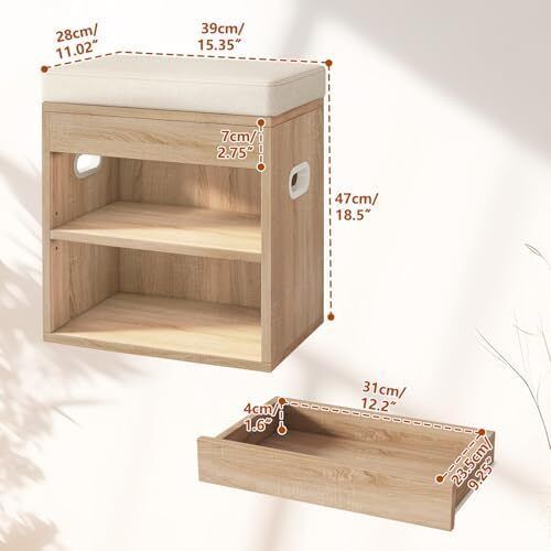 Small Shoe Storage Bench with Cushion & Drawer