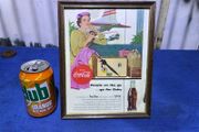 Vintage framed Coca Cola advertising print