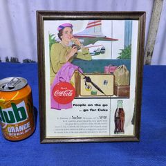 Vintage framed Coca Cola advertising print