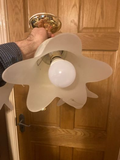 Vintage brass ceiling light postage available