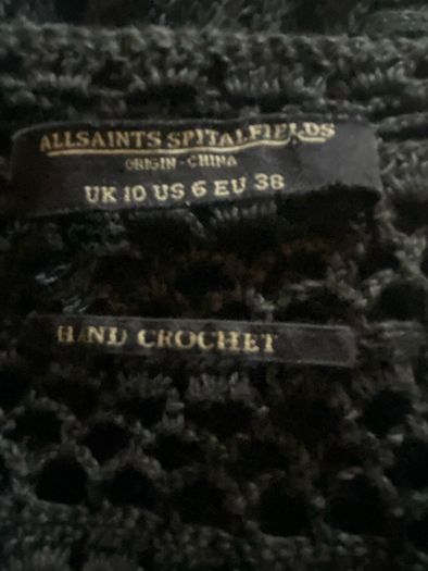 All Saints Elkin Hand Crochet Linen Dress Size Uk10
