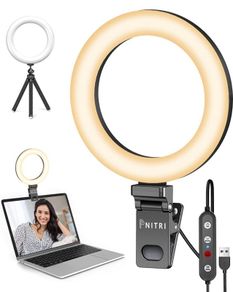 Laptop Ring Light with Clip and Tripod, 6.3'' Desktop LED Lamp with Dimmable 3 Modes 10 Brightness Level for PC Monitor/Live Streaming/YouTube/TiK Tok (FREE POSTAGE)