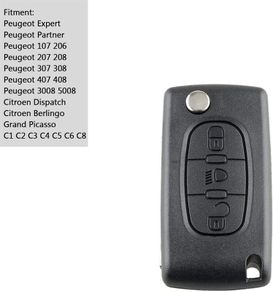 Key Fob Replacement For CITROEN C1 C2 C3 C4 C5 C6 Dispatch Berlingo Grand Picasso, Peugeot Partner Expert Remote Car Key Cover Case 3 Button