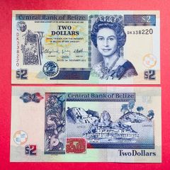 Belize  2 Dollars  2011   Pick  66d.  ( Uncirculated )