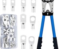 Battery Cable Lug Crimping Tool Set +60PCS Copper Ring Terminals for Crimping