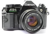 Canon AE-1 Program Black 35mm SLR Film Camera with  a fast Canon FD 50mm f1. 8  FDn Recently FULLY SERVICED