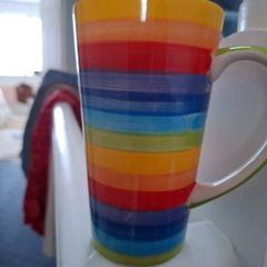 New  2 Mugs Hand Painted  Rainbow Mug and Minecraft Mug