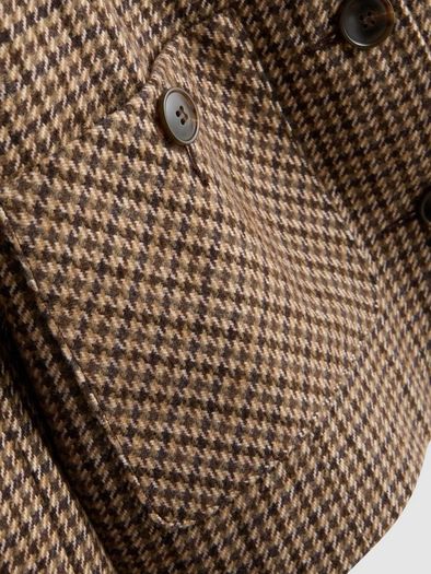 Brown Houndstooth Patch Pocket Short Cropped Jacket - Size XS (BNWT)
