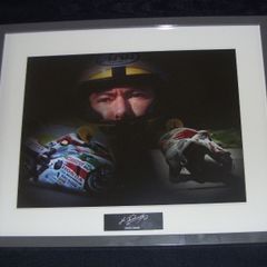 Joey Dunlop Framed Mounted Print With Signature.