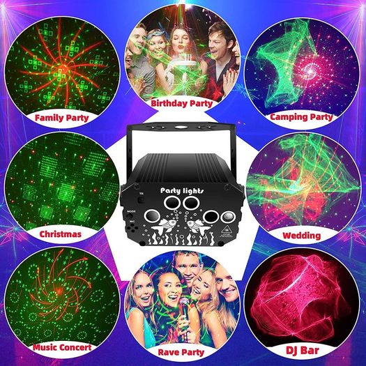 Laser Projector Lights RGB UV DJ Disco Stage Party Lights for Christmas Halloween Birthday Weddin