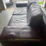 Brown leather sofa & armchair Image 5