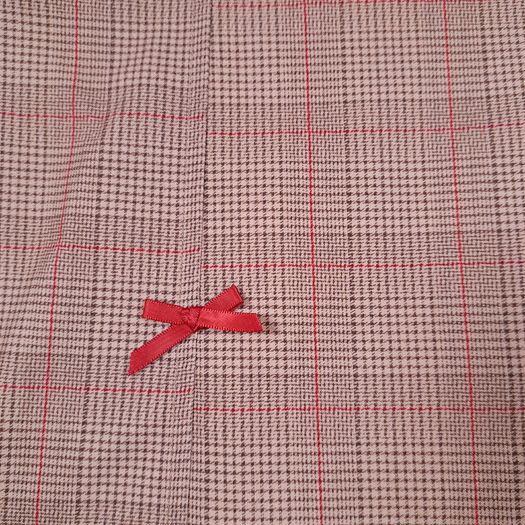 Kimchi Urban Outfitters Beige Red Plaid Lace Trim Bow Lexi Check Mini Dress Size M