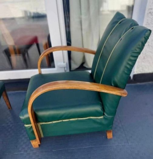 Art Deco restored Vintage 1930s Bentwood fireside chair in faux leatherette