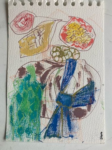 Original art Floral Art Retro Drawing contemporary Irish Art abstract painting