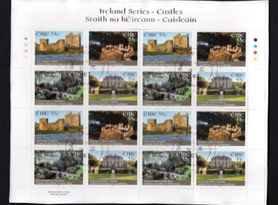 2007 Ireland: Ireland Series - Castles Commemorative Stamp Sheetlet Plate 1B1B1B1B Fine Used with Dublin cancel of 9th March 2007 (First day of issue)
