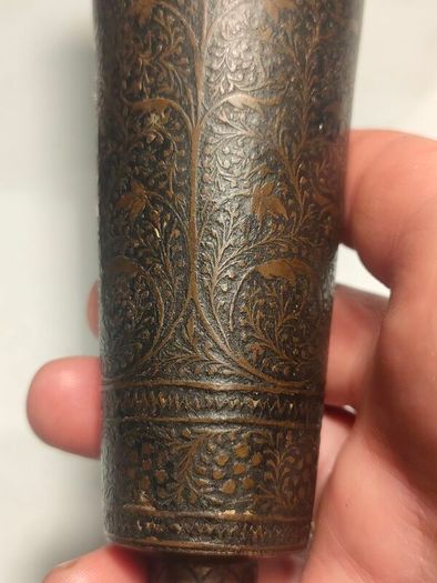 A Pair of British Raj Niello Bronze/Brass Vases