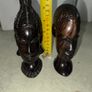 Carved Ebony Wood? Head Man & Woman Bust Tribal Head Statue Figure Set Vintage Image 3
