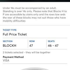 2x Seated Westlife Tickets - Final Night!