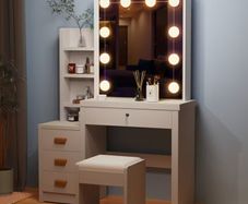 Dressing Table LED with Mirror & Stool