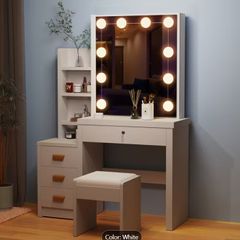 Dressing Table LED with Mirror & Stool