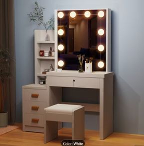 Dressing Table LED with Mirror & Stool