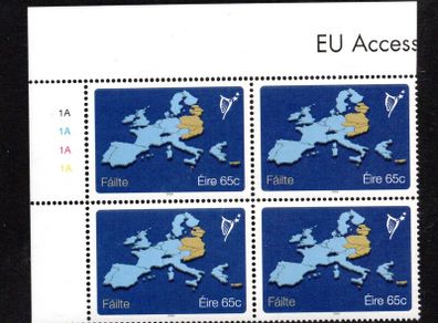 2004 Ireland European Union Enlargement Commemorative Stamp Plate 1A1A1A1A Mint Never Hinged (MNH)