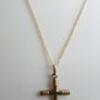 Vintage sold 9K Yellow Gold 375 Engraved Cross Pendant Necklace length 18" - 1,3g Image 4