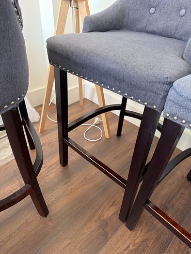 Set of 4 charcoal grey fabric high dining chairs
