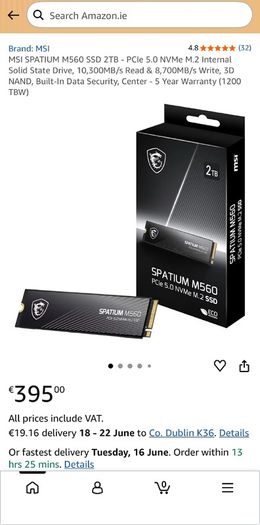 Msi Spatium M560 Ssd 2tb Sealed Box
