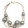 Vintage 925 Sterling Silver Pearl-Look Multistrand Bracelet Image 3