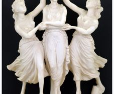 Vintage Italian Cast Alabaster Sculpture Three Graces H 28 cms