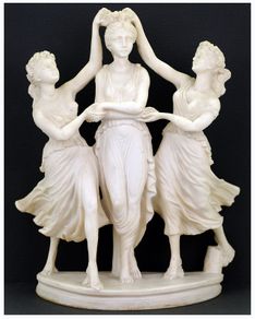 Vintage Italian Cast Alabaster Sculpture Three Graces H 28 cms