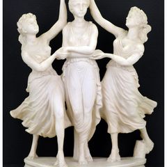 Vintage Italian Cast Alabaster Sculpture Three Graces H 28 cms