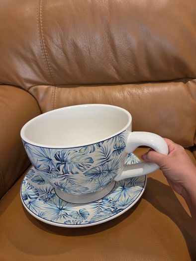 Large cup and saucer pot from Denby